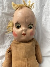 Vintage 1920s 1930s Googly Eye Rag Doll Painted Oilcloth Face Art Deco picture