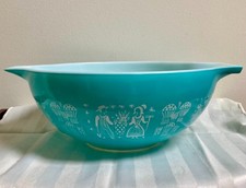 Vintage PYREX #444 Amish Butterprint Turquoise Cinderella Mixing Bowl 4 QT picture