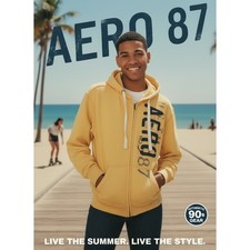 Vintage Aeropostale Hoodie Mens XL RARE GOLD 87 Full Zip Applique 90s Y2K picture