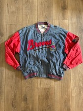 VTG Mirage Men's Reversable Atlanta Braves Spell Out Cotton Jacket Sz XL 90s picture