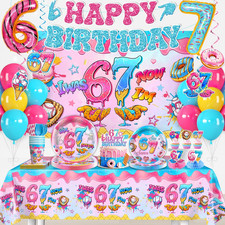 218Pcs 67 Birthday Decorations Girl Party Pack Set with Plates Napkins Cups picture