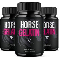 (3 Pack) Horse Gelatin Performance Capsules, Horse Gelatin Pills (180 Capsules) picture