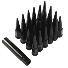 Black 24 PCS Spike Lug Nuts 14x1.5 For Chevy Silverado Tahoe 4.4