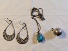 Jewelry Lot VTG: Sterling Silver Earrings, Sterling pendant, Turquoise Necklace picture