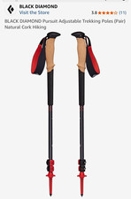 Black Diamond Pursuit Series Trekking Poles Pair Adjustable Cork Grip Shock-Abs picture