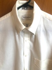 NWOT Men's VANHEUSEN Oxford Ivory Long Sleeve Shirt sz Med 15 1/2. 32/33  picture