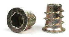EZ-LOK Die Cast Zinc Flange Hex-Drive Threaded Inserts for Wood - M6-1.00 picture