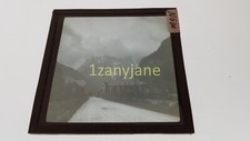 NGM Glass Magic Lantern Slide Photo ROAD THROUGH HOUSES LEADING TO MOUNTAINS picture