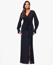 NEW XSCAPE Women's 8 Long Sleeve Side Slit Jersey Dress • Reg Price $219 picture
