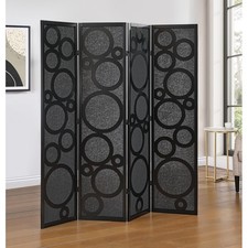 Ivy Bronx Tavari 4-Panel Room Divider - Black Folding Screen picture
