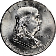 1963-D Uncirculated 90% Silver Franklin Half Dollar picture