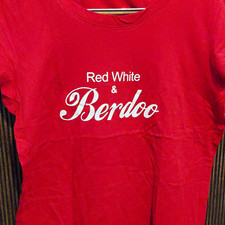 Red & White Berdoo Ladies Tee 2XL Cotton Crew Neck Short Sleeve picture