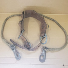 Vintage 1950-1960's M Klein & Sons Chicago USA Leather Climbing Belt Safety Rope picture