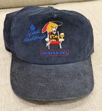 Vintage Spuds Mackenzie Bud Light Made In USA Snapback Corduroy Hat Blue Beer picture