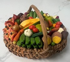 Vintage Miniature Woven Wicker basket fruits vegetable Thanksgiving  picture