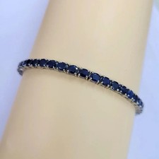 15.00 Ct Oval Cut Natural Sapphire Diamond Tennis Bracelet 14K White Gold Plated picture