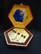 Art Deco Sewing Case French Silver Vintage Kit Antique Scissors Needle Case.. picture