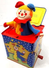 Vintage Schylling Silly Circus Jack In The Box Tin Musical Clown Toy Working picture