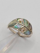 Vintage Marsala Sterling Silver Abalone Leaf Ring size 6.5 - 2.54gr picture