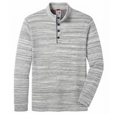 Relwen Mens XL Gray Space Dye Henley Pullover Mock Neck Long Sleeve Sweater picture