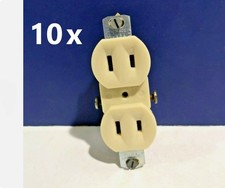 10-PK Leviton IVORY Bakelite Duplex Flush Receptacle w/ Narrow Ears NEW 222-I picture