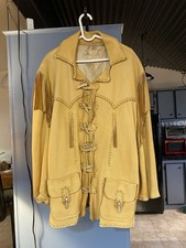Vintage 50’s - 60’s Deerskin Fringe Western Jacket Laced Antler Toggles XL picture