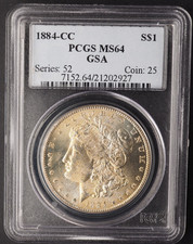 1884 *CC* $1 MORGAN  Silver Dollar PCGS MS64 GSA  NICE COIN -  G2534 picture