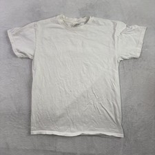 VTG Hanes Stedman White SS Blank Shirt Distressed Men's Medium picture
