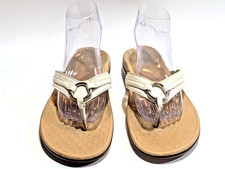 Vionic Women's Sz9 Aloe Tide White Thong Flip Flops With Silver Ring picture