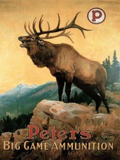 Vintage Peters ammunition Elk advertisement reproduction metal sign picture
