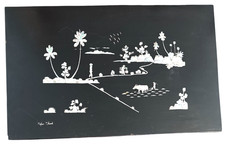 Asian Picture Vietnam Lacquer w/Mother-of-Pearl Inlay Tea Table TOP 1960's picture