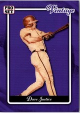 2026 Pro Set Metal #VB-15 Dave Justice Pro Set Vintage Base Prismatic Purple #/7 picture