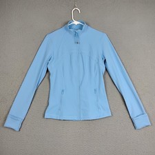 Lululemon Full Zip Jacket Women Size 8 Light Blue The Land Logo Zip Pockets picture