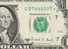 1988A older G star replacement note $1 dollar bill Chicago district G07444507* picture