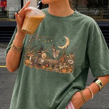 Halloween Insect Band T-Shirt Vintage Moth Beetle Witch Spooky Forest Tee picture