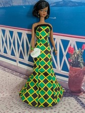 NEW OOAK REDRESSED SILKSTONE No. 5 AA BARBIE DOLL in JAMAICAN FLAG DRESS picture