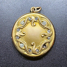 Antique W&S.B. Blackinton Gold Filled Art Nouveau Rhinestone Photo Locket 1900s picture