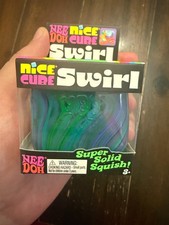 BLUE GREEN Schylling NeeDoh Nice Cube Swirl. Super Solid Squish AUTHENTIC picture