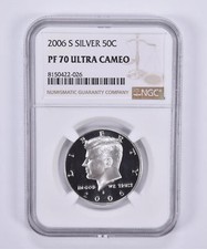 2006-S Kennedy Half Dollar Silver PF70 UCAM NGC Brown Label picture