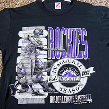 JERZEES Colorado Rockies Inaugural Season 1993 MLB Black T-Shirt Size L picture