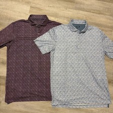 Johnnie -o Lot Of 2 Polo Shirts Medium  Uv 50 Sun Protection Golf Stretch  picture