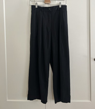 The Row Women’s Black Pleated Dress Pants Virgin Wool/Viscose Zip Button, 0 picture