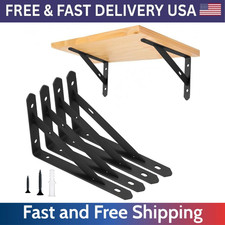 4 Pack Metal Shelf Brackets Heavy Duty Shelf Brackets Metal Wall Mount L Shaped picture
