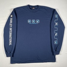 Vintage Hurley Shirt Mens XL Blue Long Sleeve International Made USA Surf Y2K picture