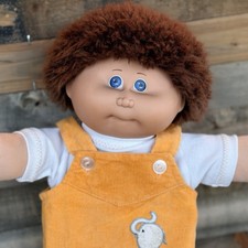 Vintage Cabbage Patch Kids Jesmar Fuzzy/shag Boy Doll Spain Coleco BROWN HAIR picture