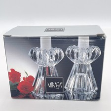 Mikasa Diamond Fire Crystal Candleholder Pair 4.25