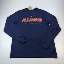 NEW Nike Illinois Fighting Illini Shirt Mens Medium Dri Fit Blue Long Sleeve picture