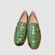 Antonio Melani Womens Loafers Size 8 Green Leather Horse Bit Buckle Reagan picture