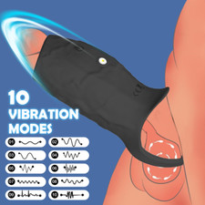 Penis Cock Ring Vibrator G-spot Dildo Massager Sex Toys For Women Men Couples picture