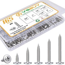 165Pcs 8 Modified Truss Head Wood Screws Kit, 410 Stainless, 6 Sizes, Tapping picture